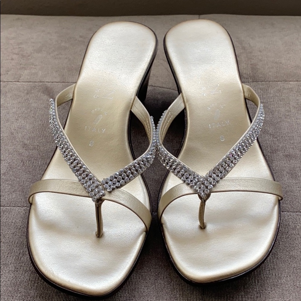 Like new rhinestone wedge sandals women’s size 8